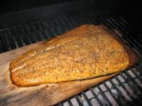 cedar plank cooked salmon